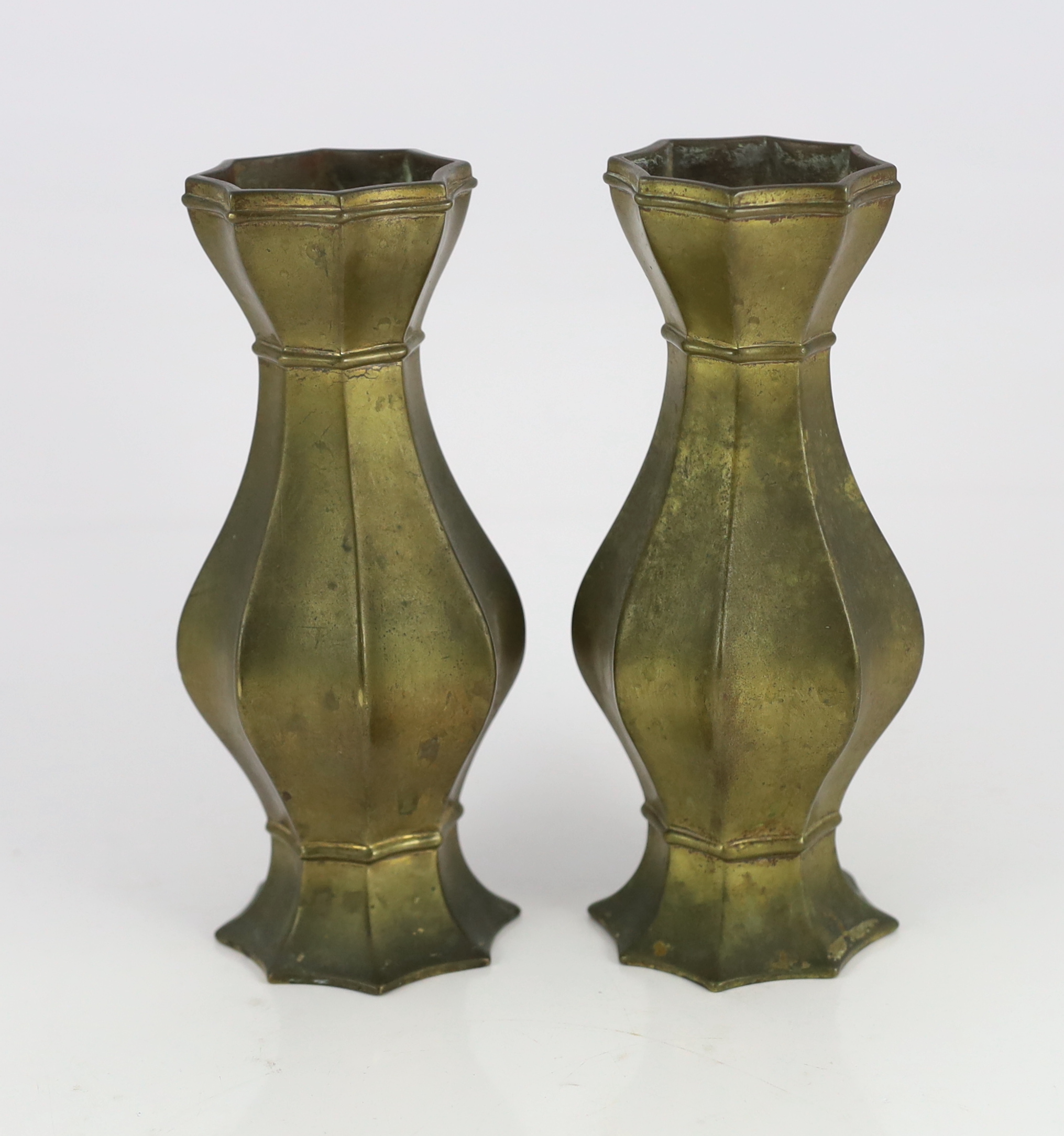 A pair of Chinese bronze vases, 17th century